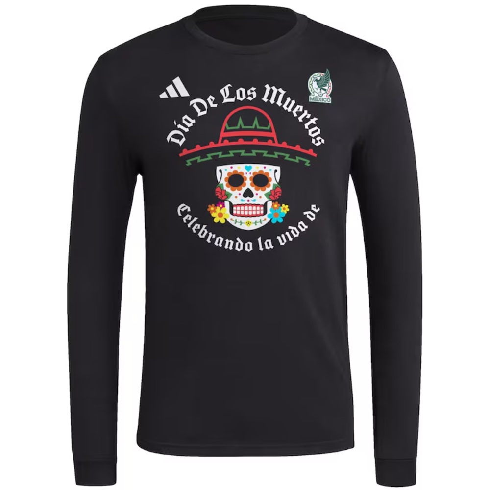 Mexico team adidas Día De Los Muertos Sugar Skull Sombrero Long Sleeve T-Shirt